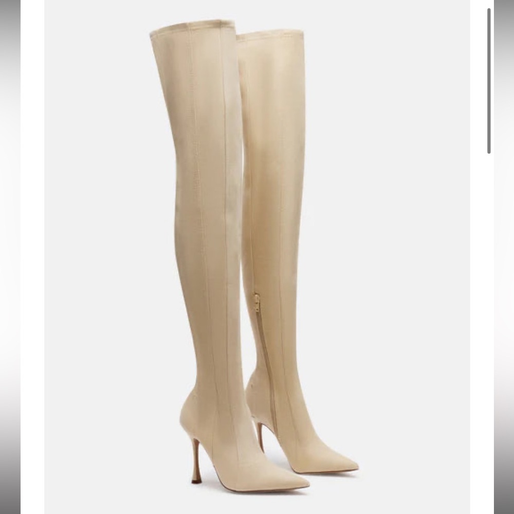 Steve Madden thigh high denim boot.
